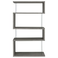 Emelle 4shelf Bookcase with Glass Panels