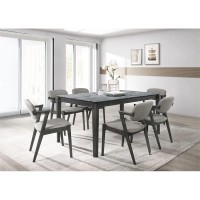 Stevie Rectangular Faux Marble Top Dining Table Grey and Black