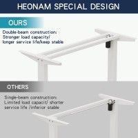 Heonam 59'' L Shaped Electric Height Adjustable Standing Desk, Sit To Stand Home Office Computer Desk With White Frame & Oak Top