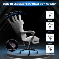 Yssoa White Gaming Chair With Footrest Big And Tall Gamer Chair Racing Style Adjustable Swivel Office Chair Ergonomic Video G