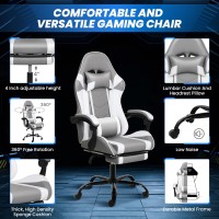 Yssoa White Gaming Chair With Footrest Big And Tall Gamer Chair Racing Style Adjustable Swivel Office Chair Ergonomic Video G