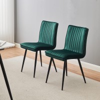 TUKAILAi Velvet Dining Chairs Set of 2, Upholstered Kitchen Chair with Backrest and Strong Metal Legs, Leisure Chair for Lounge Living Room Bedroom Kitchen Dining Room Restaurant Furniture (Green)