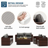 Udpatio 4 Piece Patio Furniture Set Wicker Patio Set With Storage Coffee Table And Dark Grey Cushions Outdoor Patio Furniture