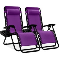 Best Choice Products Set Of 2 Adjustable Steel Mesh Zero Gravity Lounge Chair Recliners Wpillows And Cup Holder Trays Amethys