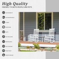 Outvita Outdoor Rocking Chair  Solid Wood High Back Rocker  All Weather Lounge Chair For Porch Patio Fire Pit Garden Backyard Deck Indoor  White