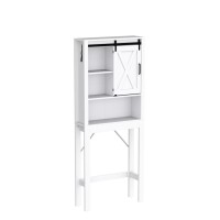 Giantex Over The Toilet Space Saver Cabinet - Freestanding Bathroom Storage Cabinet, 3-Position Adjustable Shelves, Above Toilet Organizer With Sliding Barn Door, 3-Tier Toilet Organizer Rack, White