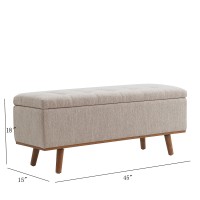 Locus Bono Storage Ottoman Bench, 45'' Upholstered Storage Bench for Bedroom End of Bed, Tufted Fabric Ottoman for Living Room with Safety Hinge and Wood Legs (Beige)