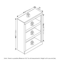 Furinno Gruen Enhanced Designed Home Bookcase 3-Tier Adjustable Bookshelf, Maple