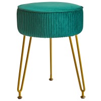 Ibuyke Velvet Round Footrest Stool Ottoman Makeup Vanity Stool Side Table Velvet Dressing Table Seat Pouf Couch Stool Golden