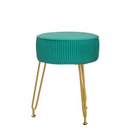 Ibuyke Velvet Round Footrest Stool Ottoman Makeup Vanity Stool Side Table Velvet Dressing Table Seat Pouf Couch Stool Golden