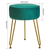 Ibuyke Velvet Round Footrest Stool Ottoman Makeup Vanity Stool Side Table Velvet Dressing Table Seat Pouf Couch Stool Golden