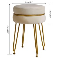 Ibuyke Modern Velvet Round Footstool Ottoman Vanity Chair For Makeup Room Vanity Stool Foot Rest With Gold Legs Modern Accent