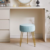 Ibuyke Velvet Round Footrest Stool Ottoman Makeup Vanity Stool Side Table Velvet Dressing Table Seat Pouf Couch Stool Golden