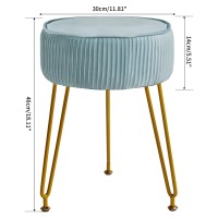 Ibuyke Velvet Round Footrest Stool Ottoman Makeup Vanity Stool Side Table Velvet Dressing Table Seat Pouf Couch Stool Golden