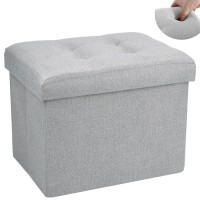 Docvania Small Folding Storage Ottoman,Foot Rest Stool Short Ottoman,Foot Rest For Couch, Footrest Stool Seat For Bedroom And Living Room,Padded With Thick Sponge,16X12X12In Light Grey