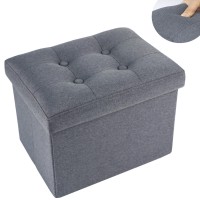 Docvania Small Folding Storage Ottoman,Foot Rest Stool Short Ottoman,Foot Rest For Couch, Footrest Stool Seat For Bedroom And Living Room,Padded With Thick Sponge,16X12X12In Dark Grey