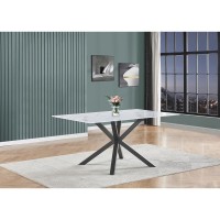 Rectangle marble wrap glass dining table with crossed iron base