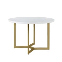 White wood top round dining table w gold painted base