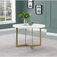 White wood top round dining table w gold painted base