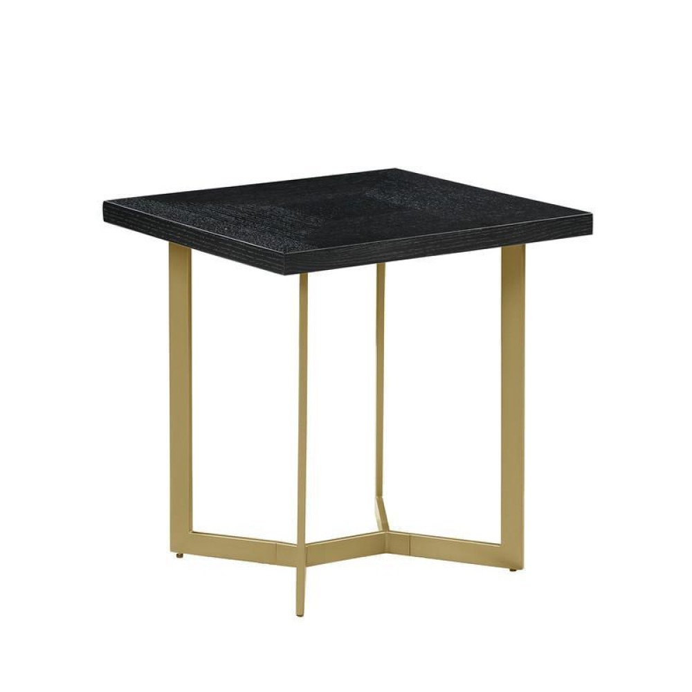 Black wood top end table w gold color iron legs