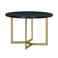 Black Wood top Round dining table w gold painted base