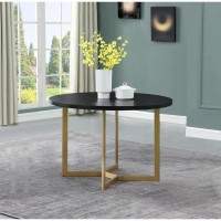 Black Wood top Round dining table w gold painted base