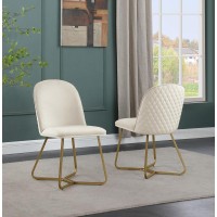 Cream velvet side chairs SET OF 2