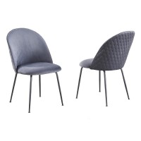 Dark Grey velvet upholstered side chairs SET OF 2