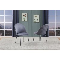 Dark Grey velvet upholstered side chairs SET OF 2