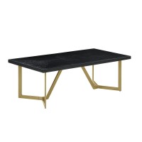 3pc Black wood top coffee table set wgold color iron base 1Coffee1End1console table