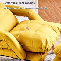 Clipop Modern Living Room Accent Chair With Ottoman, Comfy Linen Armchair With Adjustable Backrest(5 Angles), Solid Wood Legs, Leisure Upholstered Single Sofa Chair With Footrest, Yellow