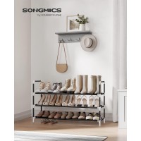 Songmics 3Tier Shoe Rack Shoe Storage For Hallway Closet Slim And Spacesaving Metal Frame Nonwoven Fabric Shelves Black