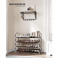 Songmics 4Tier Shoe Rack Shoe Storage For Hallway Closet Slim And Spacesaving Metal Frame Nonwoven Fabric Shelves Black