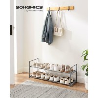 Songmics Shoe Rack 2 Tier Shoe Organizer Metal Shoe Storage Shelf For 10 Pairs Of Shoes Easy To Assemble Entryway Grey Ulsa