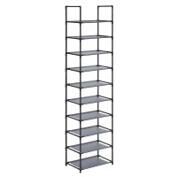 Songmics Shoe Rack 10 Tier Shoe Shelf Shoe Storage Organizer Spacesaving 11 X 177 X 681 Inches Metal Frame Nonwoven Fa