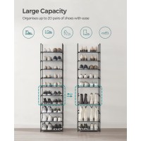 Songmics Shoe Rack 10 Tier Shoe Shelf Shoe Storage Organizer Spacesaving 11 X 177 X 681 Inches Metal Frame Nonwoven Fa