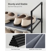 Songmics Shoe Rack 10 Tier Shoe Shelf Shoe Storage Organizer Spacesaving 11 X 177 X 681 Inches Metal Frame Nonwoven Fa