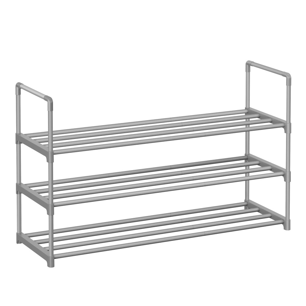 Songmics Shoe Rack 3 Tier Shoe Organizer Metal Shoe Storage Shelf For 15 Pairs Of Shoes Easy To Assemble Entryway Grey Ulsa