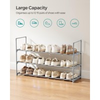 Songmics Shoe Rack 3 Tier Shoe Organizer Metal Shoe Storage Shelf For 15 Pairs Of Shoes Easy To Assemble Entryway Grey Ulsa