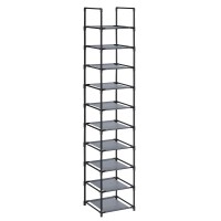 Songmics Shoe Rack 10 Tier Shoe Shelf Shoe Storage Organizer Spacesaving 13 X 13 X 681 Inches Metal Frame Nonwoven Fabr