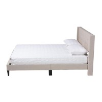 Baxton Studio Casol MidCentury Modern Transitional Beige Fabric Upholstered Full Size Platform Bed