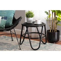 Baxton Studio Pertessa Modern Bohemian Black Finished Rattan End Table