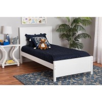 Baxton Studio Neves Classic and Traditional White Finished Wood Twin Size Platform Bed