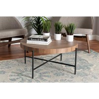 Baxton Studio Umar Modern Industrial Walnut Brown Finished Wood and Black Metal Coffee Table