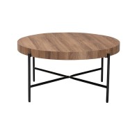 Baxton Studio Umar Modern Industrial Walnut Brown Finished Wood and Black Metal Coffee Table