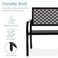 Best Choice Products Outdoor Bench 2Person Metal Steel Benches Furniture For Garden Patio Porch Entryway Wgeometric Backres