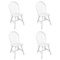 Vidaxl Scandinavian Modern Design Dining Chairs - 4 Piece Set - Durable Rubber Wood - Elegant White Finish - Comfortable Rounded Backrests