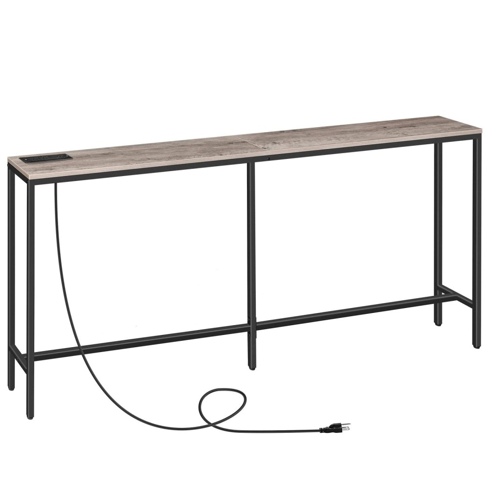 Mahancris Console Table With Power Outlet 709 Narrow Sofa Table Industrial Entryway Table With Usb Ports Behind Couch Tabl