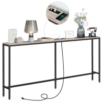 Mahancris Console Table With Power Outlet 709 Narrow Sofa Table Industrial Entryway Table With Usb Ports Behind Couch Tabl