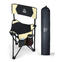 Deerfamy Camping Tripod Chair, Tripod Stool With Backrest, Portable Lightweight Chair With Carry Bag, Cup Holder For Beach Fishing Golf Travel Outdoor Lawn, Yellow